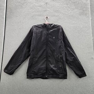 Volcom Men Jacket L Black Nylon Wavern Activewear Zipper Logo Water Resistant
